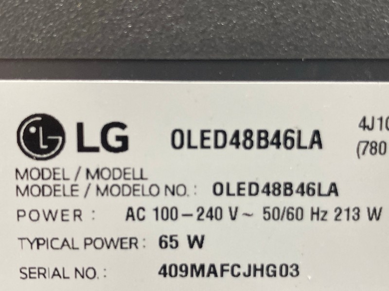 Lot 96  
            Nottingham SR4 - Collection Only 

                
LG 48" OLED TV MODEL: OLED48B46LA (NO REMOTE, WITH STAND, NO BOX) (DISPLAY FAULT)...