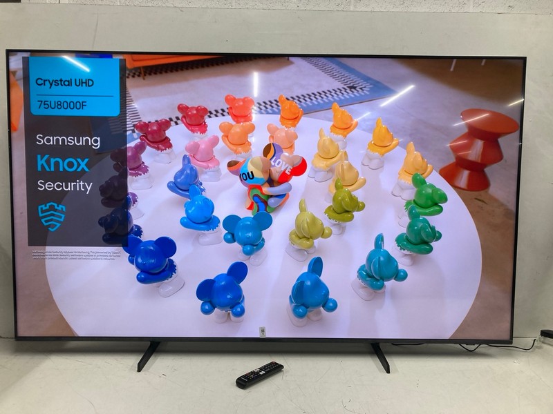 Lot 9  
            Nottingham SR4 - Collection Only 

                
SAMSUNG 75" 4K TV MODEL: UE75U8000FK (WITH REMOTE, WITH STAND, NO BOX) (PRESSURE ...
