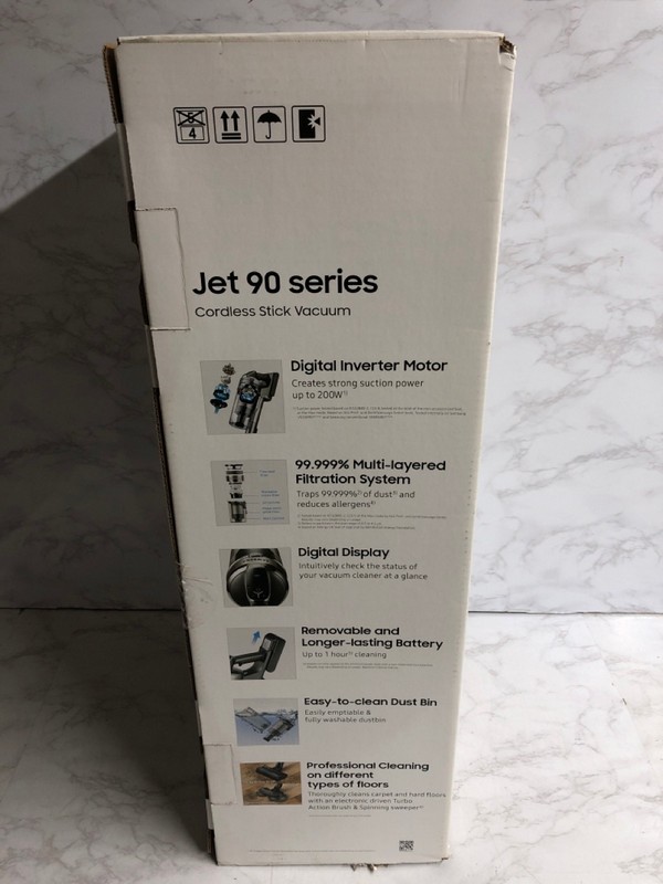 Lot 15  
            Nottingham SR5 - Delivery Only 

                
SAMSUNG JET 90 PRO CORDLESS STICK VACUUM - ORIGINAL RRP: £329