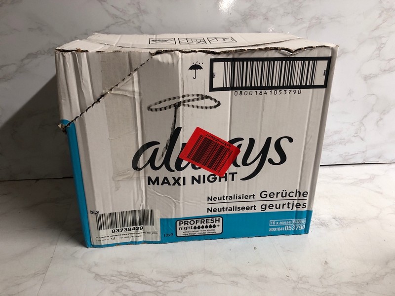 Lot 174  
            Nottingham SR5 - Delivery Only 

                
2 X BOXES OF ALWAYS MAXI NIGHT PADS