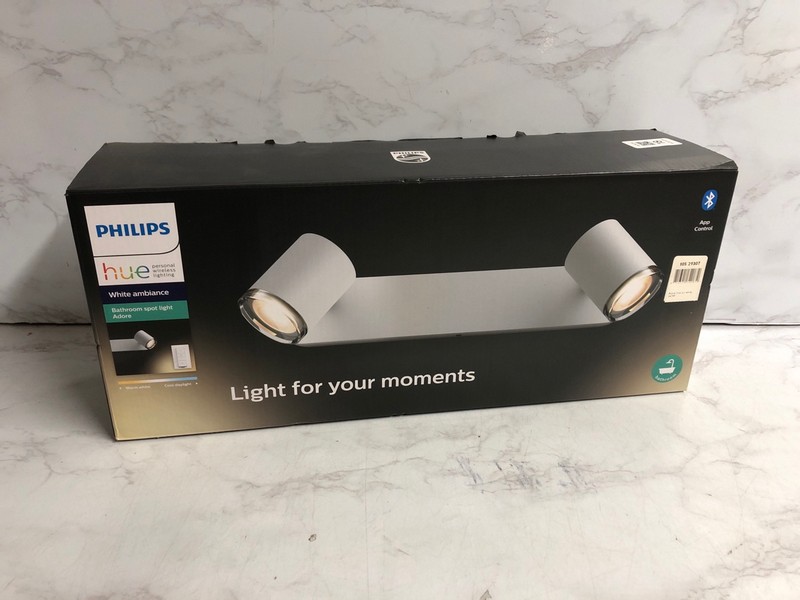 Lot 18  
            Nottingham SR5 - Delivery Only 

                
PHILIPS HUE WHITE AMBIANCE BATHROOM SPOT LIGHT ADORE