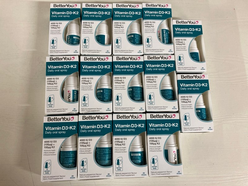 Lot 211  
            Nottingham SR5 - Delivery Only 

                
14 X BETTER YOU VITAMIN D3+K2 DAILY ORAL SPRAYS