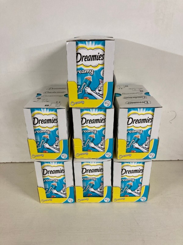 Lot 227  
            Nottingham SR5 - Delivery Only 

                
7 X DREAMIES CATISFACTIONS PACKS OF 11 CREAMY SALMON
