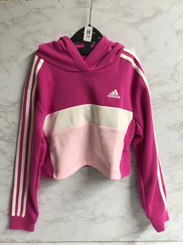 Lot 26  
            Nottingham SR5 - Delivery Only 

                
ADIDAS KIDS 3 STRIPE PINK/WHITE HOODIE SIZE:9-10YEARS