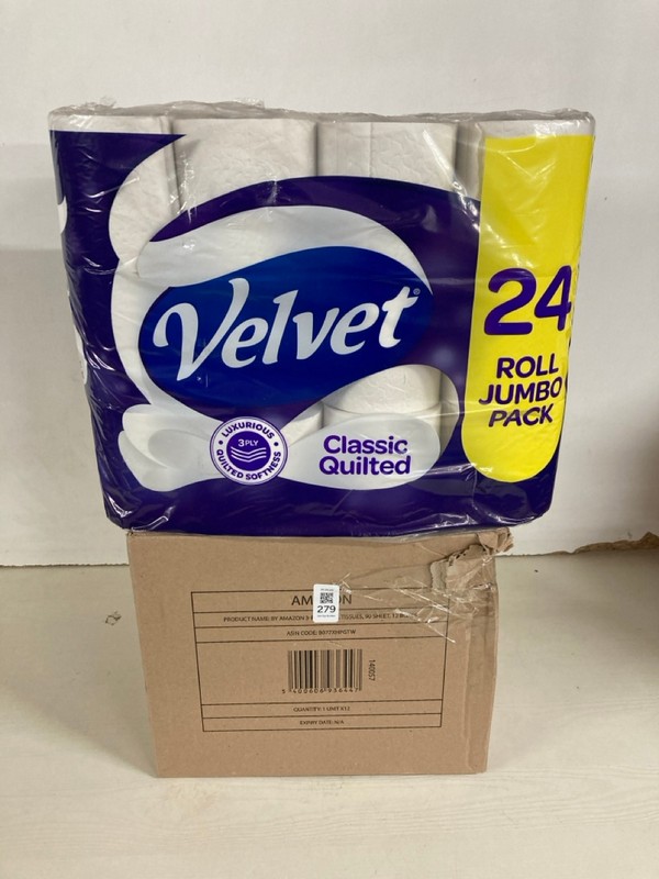 Lot 279  
            Nottingham SR5 - Delivery Only 

                
2 X ITEMS TO INC VELVET 24 ROLL JUMBO PACK TOILET ROLL