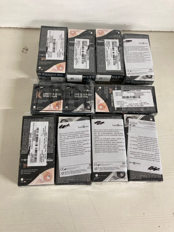 Lot 404  
            Nottingham SR5 - Delivery Only 

                
10 X PACKS OF 2 BASIC+CARE KINETIC MUSCLE TAPE BLACK/BEIGE - ORIGINAL COMBINED RR...