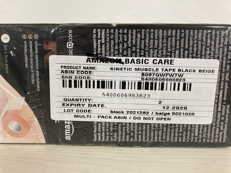 Lot 447  
            Nottingham SR5 - Delivery Only 

                
10 X PACKS OF 2 BASIC+CARE KINETIC MUSCLE TAPE BLACK/BEIGE - ORIGINAL COMBINED RR... - Image 4