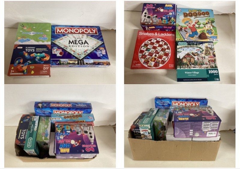 Lot 470  
            Nottingham SR5 - Delivery Only 

                
BOX OF VARIOUS ITEMS TO INC MONOPOLY THE MEGA EDITION