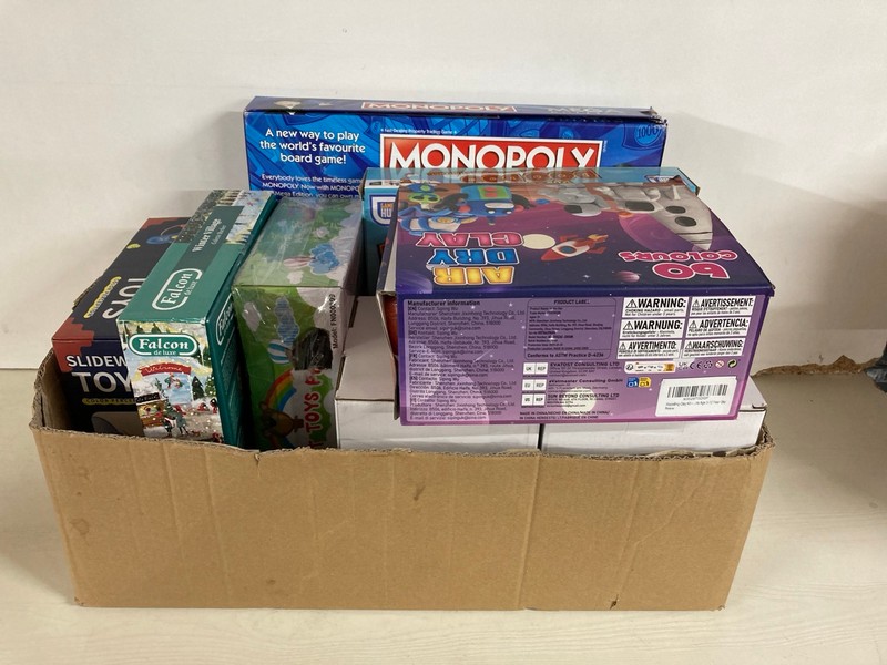 Lot 470  
            Nottingham SR5 - Delivery Only 

                
BOX OF VARIOUS ITEMS TO INC MONOPOLY THE MEGA EDITION - Image 4