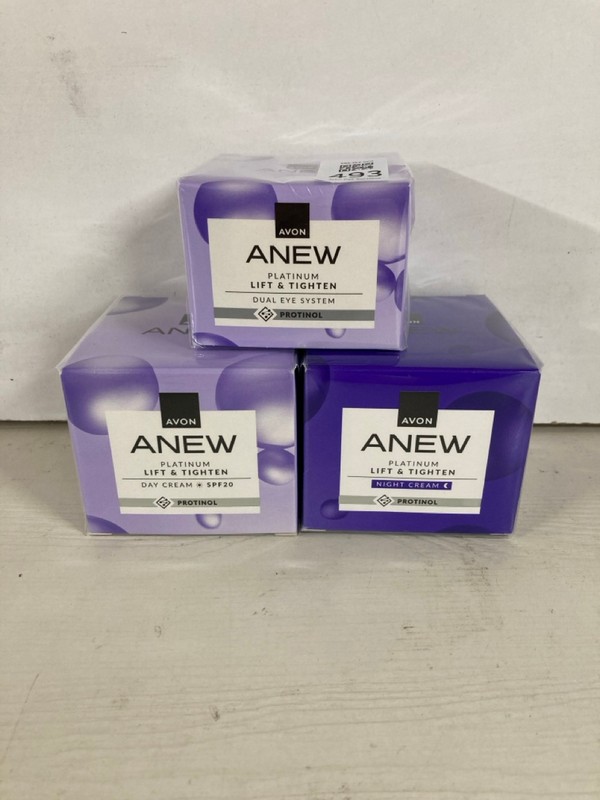 Lot 493  
            Nottingham SR5 - Delivery Only 

                
3 X AVON ANEW PLATINUM LIFT & TIGHTEN DUAL EYE SYSTEM