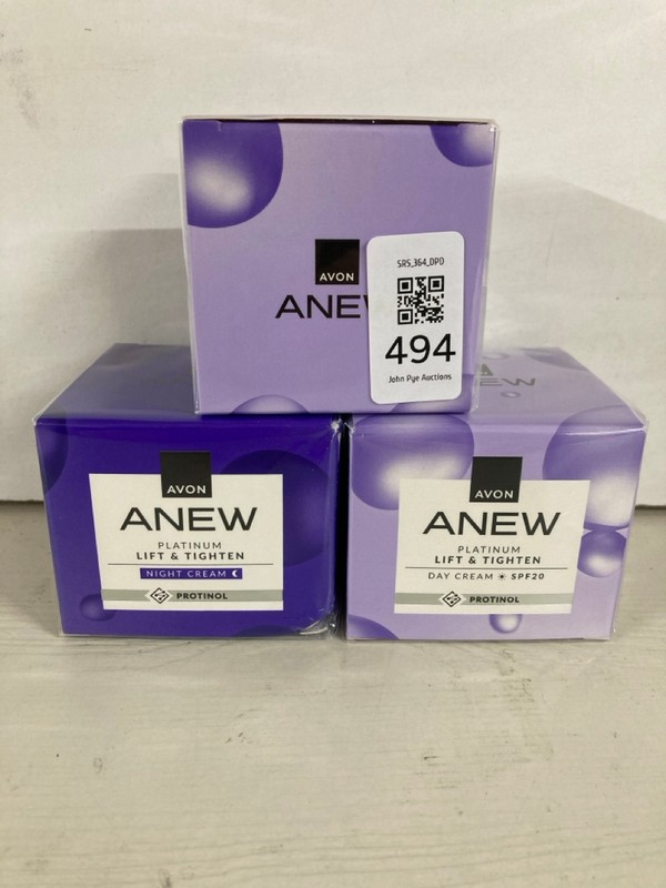 Lot 494  
            Nottingham SR5 - Delivery Only 

                
3 X AVON ANEW PLATINUM LIFT & TIGHTEN DUAL EYE SYSTEM