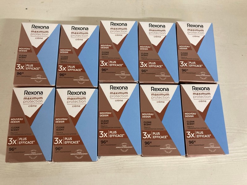 Lot 497  
            Nottingham SR5 - Delivery Only 

                
10 X REXONA MAXIMUM PROTECTION CREME