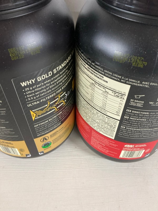 Lot 505  
            Nottingham SR5 - Delivery Only 

                
2 X VARIOUS PROTEIN POWDER TO INC OPTIMUM NUTRION GOLD STANDARD CHOCOLATE PROTEIN... - Image 4