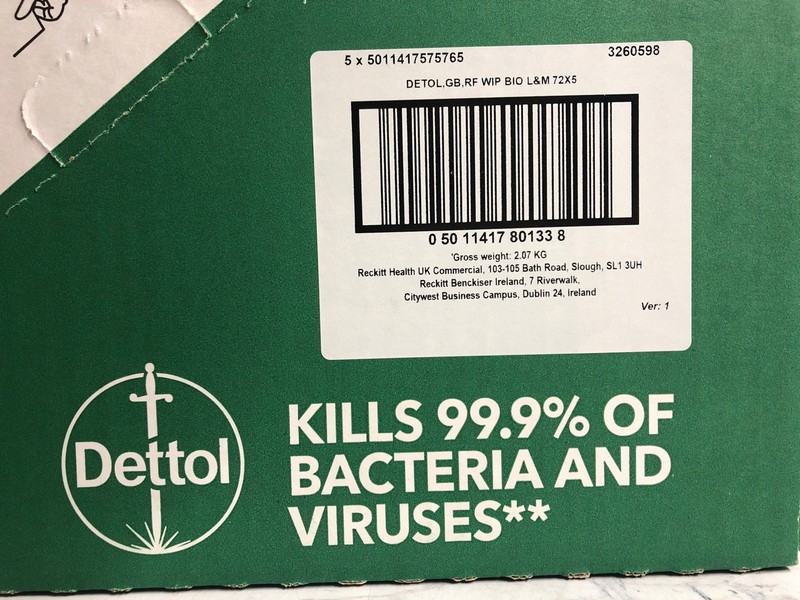 Lot 60  
            Nottingham SR5 - Delivery Only 

                
5 X BOXES OF DETTOL BIODEGRADABLE WIPES