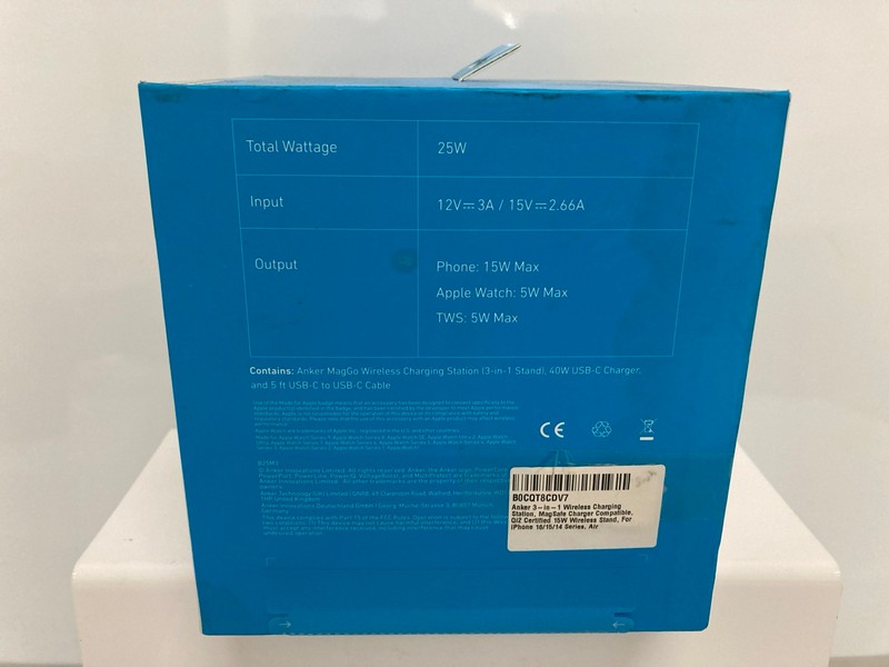 Lot 177  
            Nottingham SR7 – Delivery Only 

                
ANKER 15W MAX WIRELESS 3-IN-1 CHARGING STATION FOR APPLE DEVICES