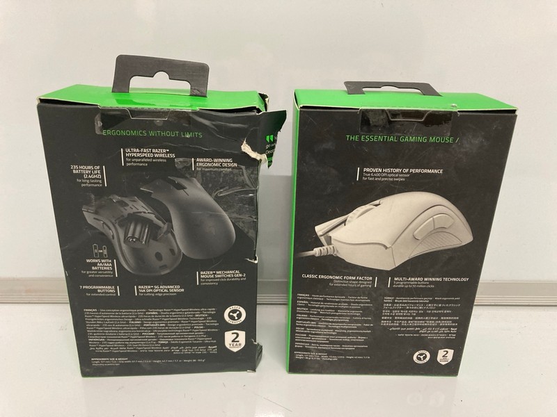 Lot 185  
            Nottingham SR7 – Delivery Only 

                
2 X RAZER GAMING MICE INC DEATHADDER V2 X HYPERSPEED ERGONMOIC WIRELESS GAMING MOUSE
