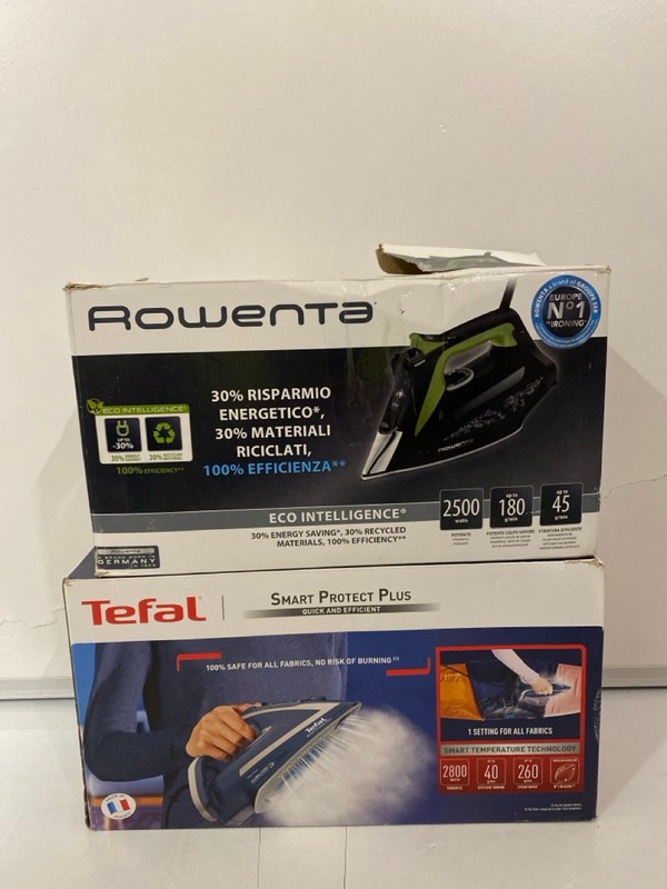 Lot 391  
            Nottingham SR7 – Delivery Only 

                
2 X IRONS INC TEFAL SMART PROTECT PLUS STEAM IRON