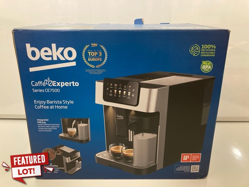 Lot 3  
            Nottingham SR7 – Delivery Only 

                
BEKO CAFFE EXPERTO SERIES CE7500 COFFEE MACHINE MODEL: CEG7304X ORIGINAL RRP £399.00