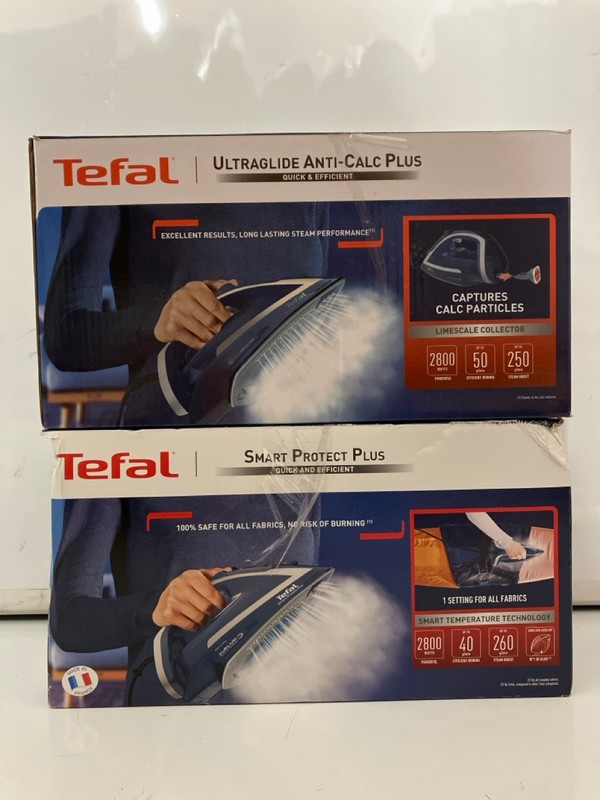 Lot 401  
            Nottingham SR7 – Delivery Only 

                
2 X TEFAL STEAM IRONS INC SMART PROTECT PLUS