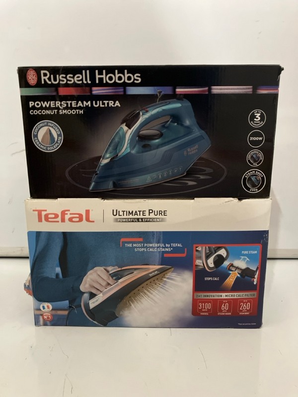 Lot 404  
            Nottingham SR7 – Delivery Only 

                
2 X IRONS INC TEFAL ULTIMATE PURE STEAM IRON