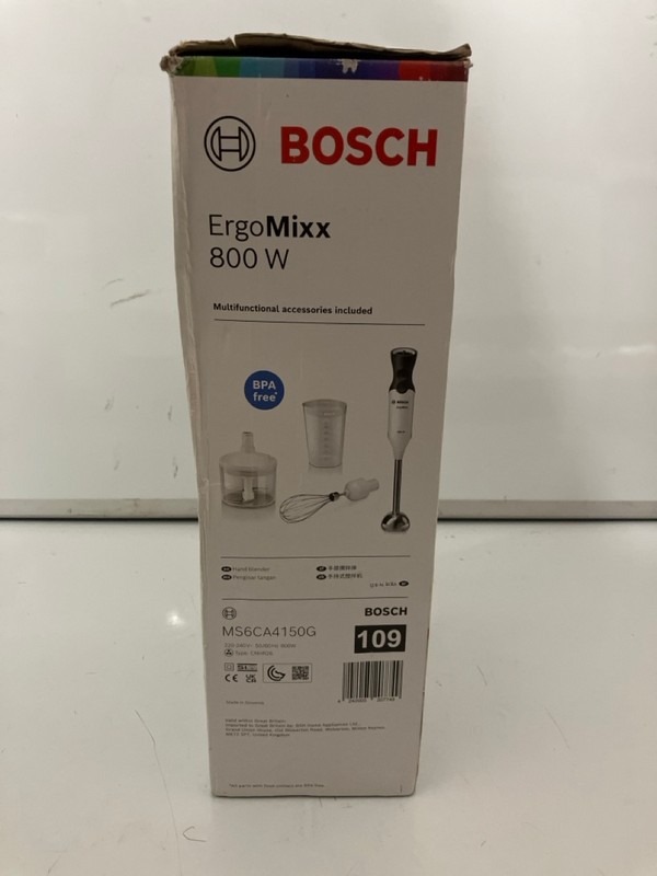 Lot 409  
            Nottingham SR7 – Delivery Only 

                
BOSCH ERGO MIXX 800W HAND BLENDER - Image 2