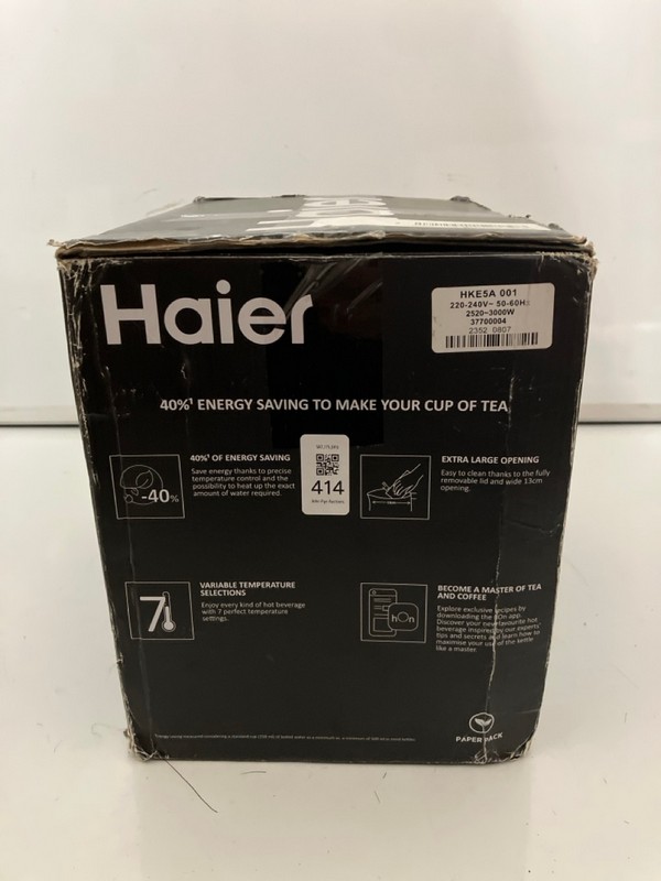 Lot 414  
            Nottingham SR7 – Delivery Only 

                
HAIER I-MASTER SERIES 5 KETTLE
