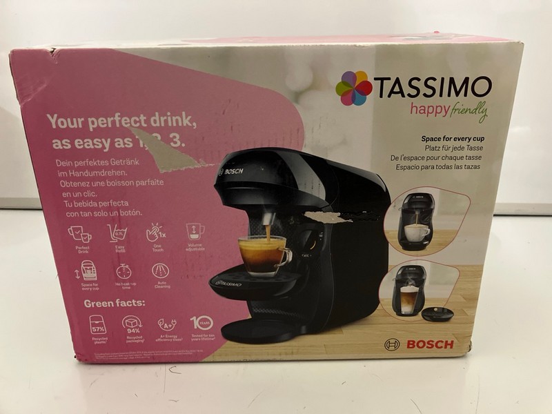 Lot 427  
            Nottingham SR7 – Delivery Only 

                
BOSCH TASSIMO HAPPY FRIENDLY THE ESSENTIAL ONE COFFEE MACHINE (SEALED)