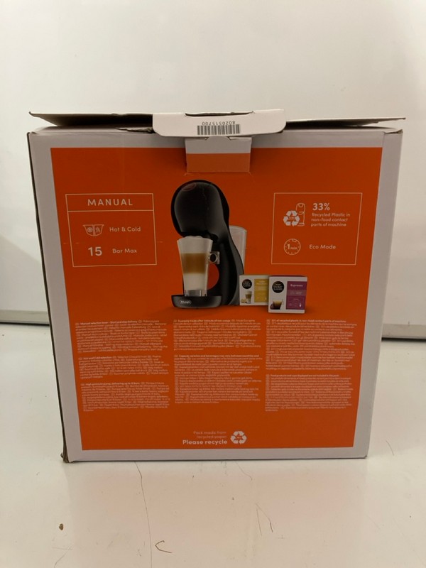 Lot 428  
            Nottingham SR7 – Delivery Only 

                
DELONGHI NESCAFE DOLCE GUSTO PICCOLO XS MANUAL COFFEE MACHINE