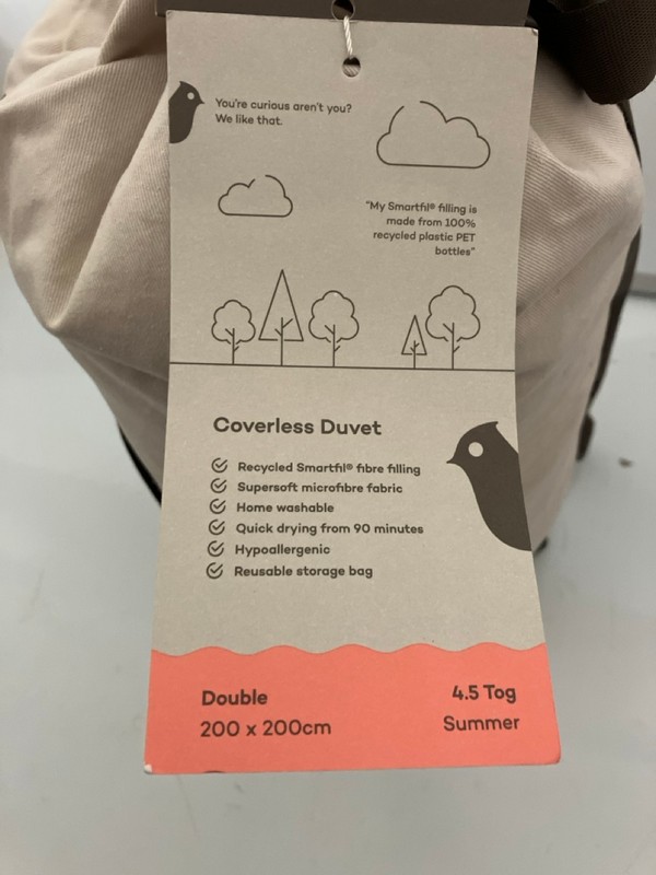 Lot 433  
            Nottingham SR7 – Delivery Only 

                
NIGHT LARK DOUBLE 4.5 TOG SUMMER COVERLESS DUVET - Image 2