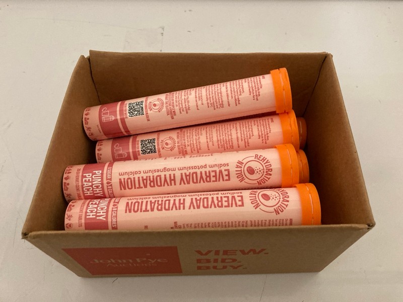 Lot 457  
            Nottingham SR7 – Delivery Only 

                
QTY OF EVERYDAY HYDRATION PUNCHY PEACH EFFERVESCENT TABLETS BBE: 08/27