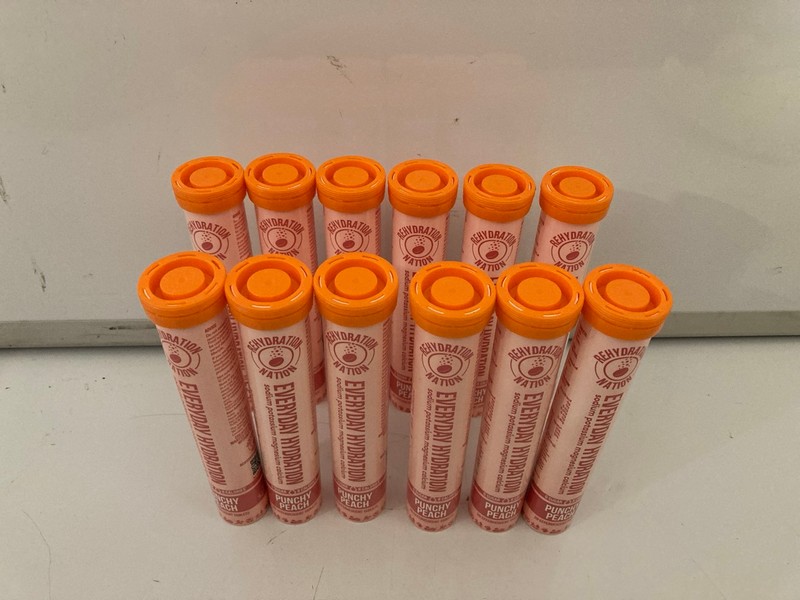 Lot 459  
            Nottingham SR7 – Delivery Only 

                
QTY OF EVERYDAY HYDRATION PUNCHY PEACH EFFERVESCENT TABLETS BBE: 08/27