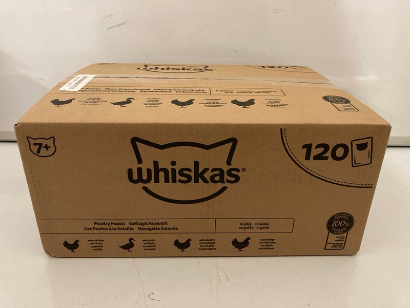 Lot 468  
            Nottingham SR7 – Delivery Only 

                
WHISKAS POULTRY FEASTS CAT FOOD 120 POUCHES BBE:17/10/26