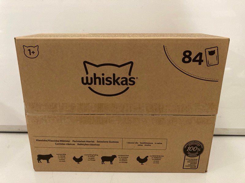 Lot 469  
            Nottingham SR7 – Delivery Only 

                
WHISKAS CAT FOOD 84 POUCHES BBE: 28/12/26