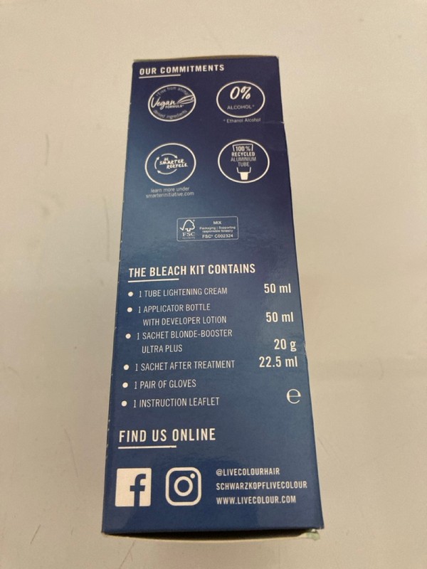 Lot 487  
            Nottingham SR7 – Delivery Only 

                
QTY OF SCHWARZKOPF LIVE ABSOLUTE PLATINUM 00A HAIR DYE