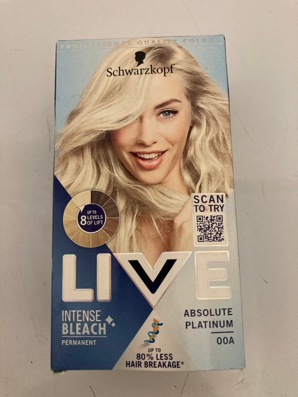 Lot 497  
            Nottingham SR7 – Delivery Only 

                
QTY OF SCHWARZKOPF LIVE ABSOLUTE PLATINUM 00A HAIR DYE - Image 2