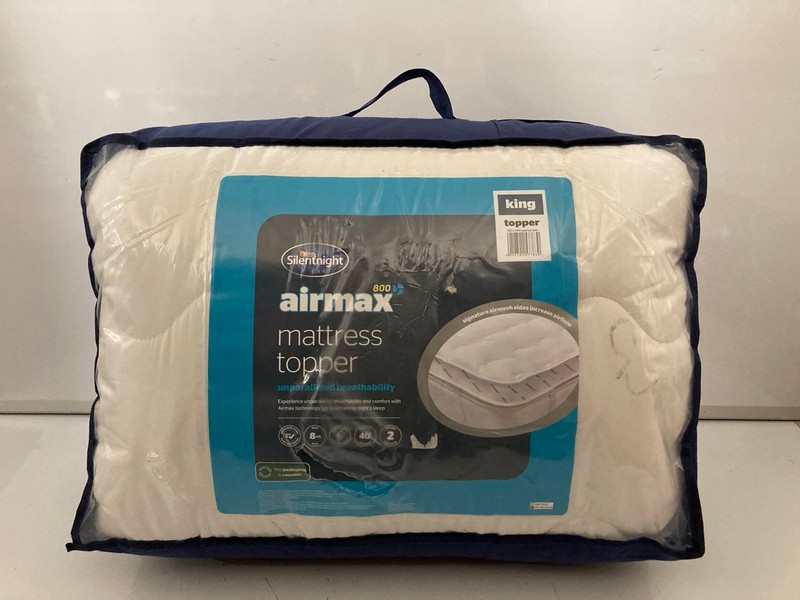 Lot 82  
            Nottingham SR7 – Delivery Only 

                
SILENTNIGHT KING SIZE AIRMAX 800 MATTRESS TOPPER