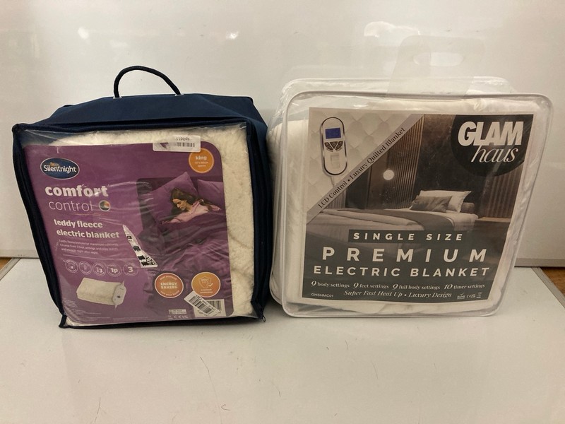 Lot 86  
            Nottingham SR7 – Delivery Only 

                
2 X ELECTRIC BLANKETS INC SILENTNIGHT TEDDY FLEECE KING SIZE