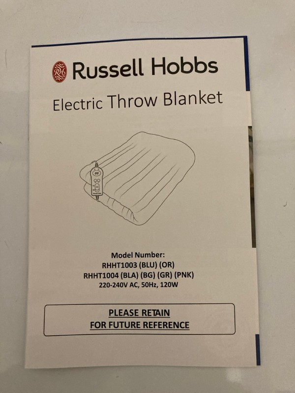 Lot 89  
            Nottingham SR7 – Delivery Only 

                
RUSSELL HOBBS LARGE MICROFLEECE HEATED THROW