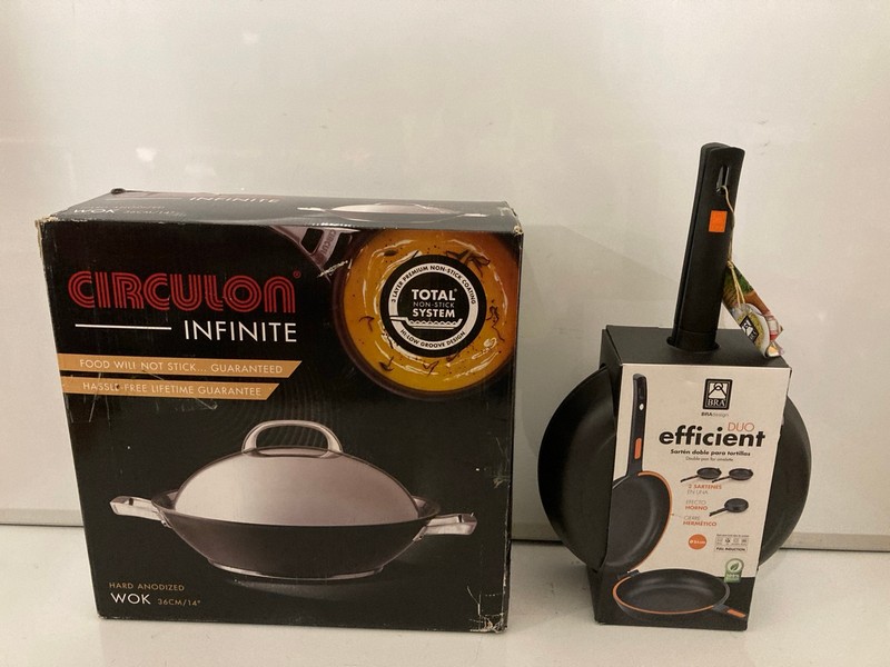 Lot 90  
            Nottingham SR7 – Delivery Only 

                
2 X COOKING PANS INC CIRCULON INFINITE 14" WOK