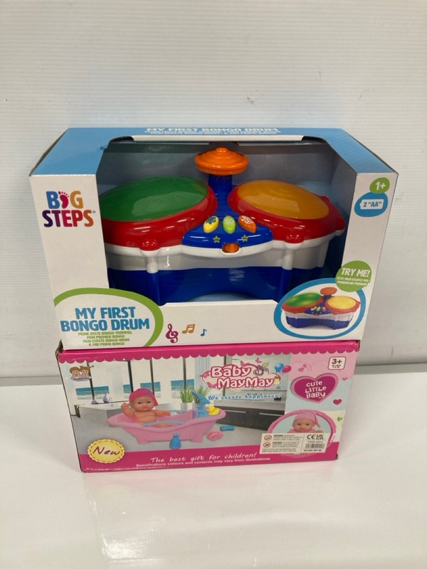 Lot 142  
            Nottingham SR9 - Delivery Only 

                
2 X KIDS TOYS INC BIG STEPS MY FIRST BONGO DRUM