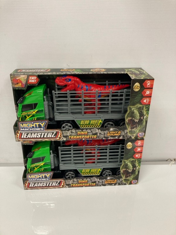 Lot 150  
            Nottingham SR9 - Delivery Only 

                
2 X TEAMSTERZ MIGHTY MACHINES DINO TRANSPORTERS
