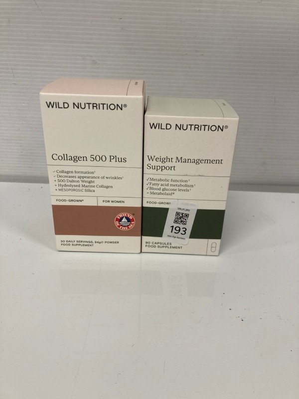 Lot 193  
            Nottingham SR9 - Delivery Only 

                
2 X WILD NUTRITION ITEMS INC WEIGHT MANAGEMENT SUPPORT FOOD SUPPLEMENT CAPSULES