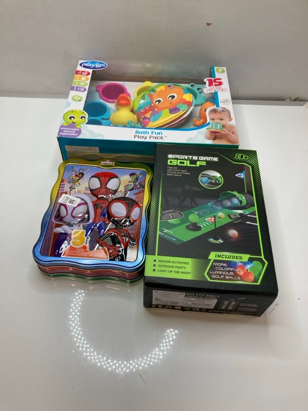 Lot 203  
            Nottingham SR9 - Delivery Only 

                
3 X KIDS TOYS INC PLAYGRO BATH FUN PLAY PACK