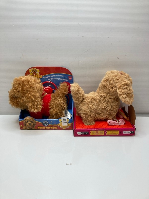 Lot 204  
            Nottingham SR9 - Delivery Only 

                
2 X ELECTRONIC DOG TOYS INC WAFFLE THE WONDER DOG