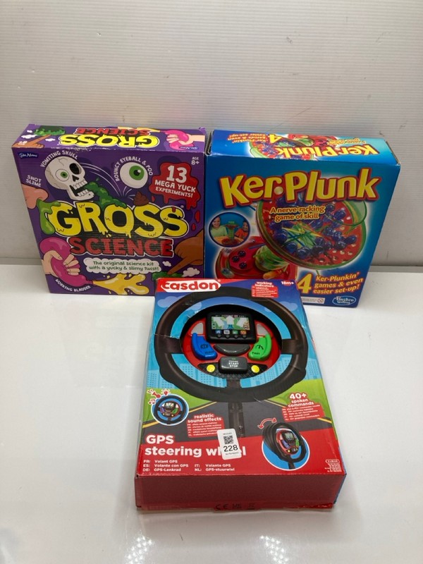 Lot 228  
            Nottingham SR9 - Delivery Only 

                
3 X ITEMS INC KER-PLUNK BOARD GAME