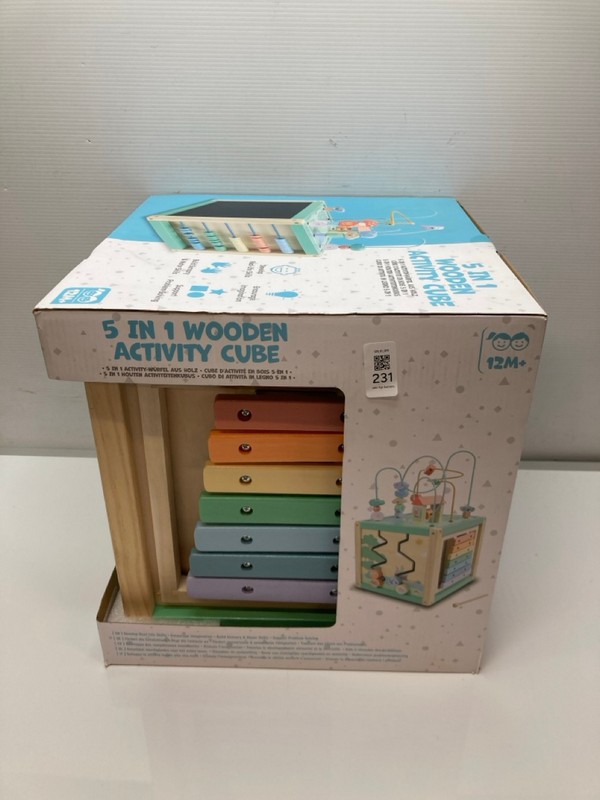 Lot 231  
            Nottingham SR9 - Delivery Only 

                
SQUIRREL PLAY 5 IN 1 WOODEN ACTIVITY CUBE