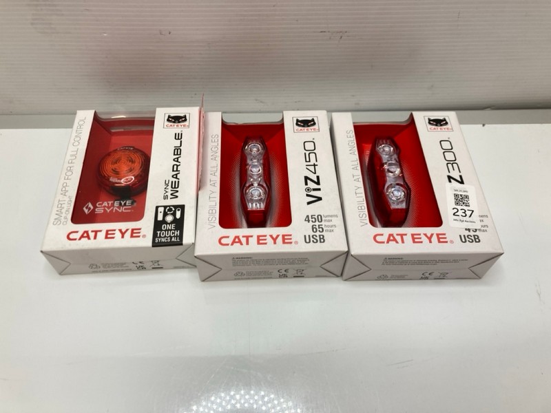 Lot 237  
            Nottingham SR9 - Delivery Only 

                
3 X CATEYE SYNC ITEMS INC VIZ 450 BIKE LIGHT