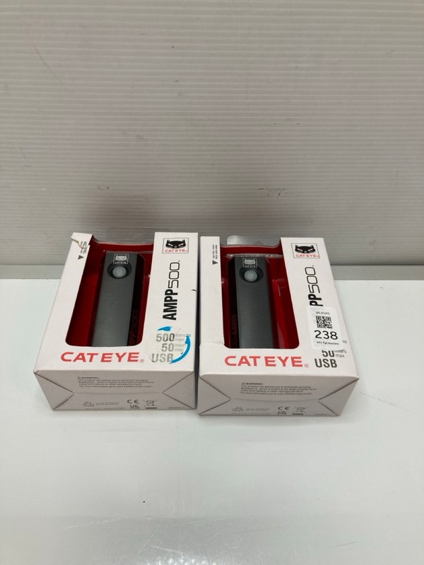 Lot 238  
            Nottingham SR9 - Delivery Only 

                
2 X CATEYE SYNC AMPP 500 LIGHTS