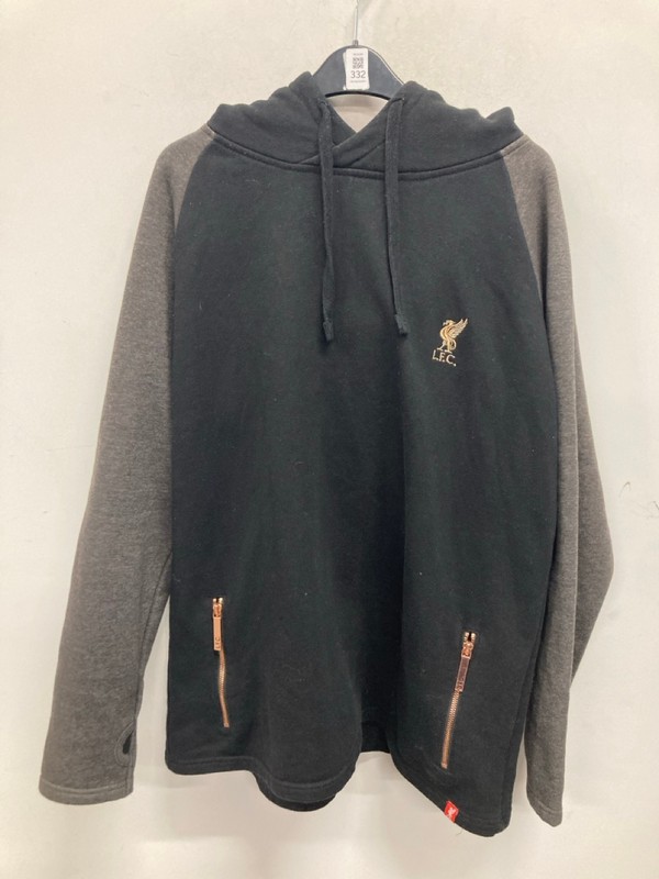 Lot 332  
            Nottingham SR9 - Delivery Only 

                
LIVERPOOL FC BLACK/GREY HOODIE UK SIZE 18