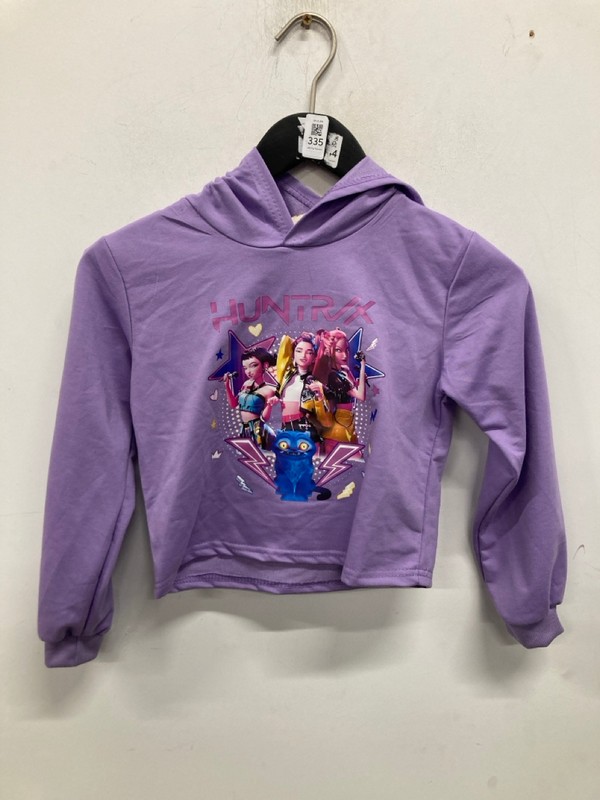 Lot 335  
            Nottingham SR9 - Delivery Only 

                
KIDS HUNTRIX PURPLE GRAPHIC CROPPED HOODIE UK SIZE 10-11 YEARS